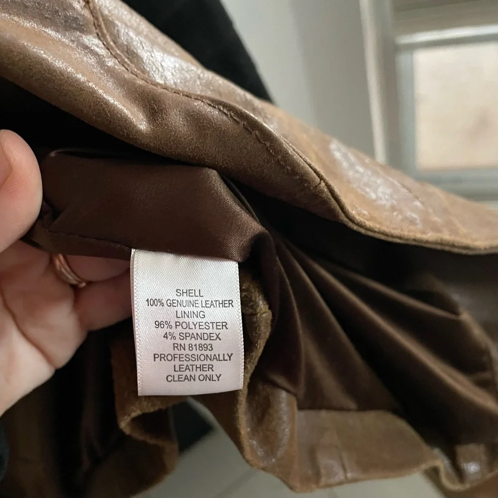 G.I.L.I. Brown Genuine Leather Black Moto Jacket Size XS - Picture 4 of 4